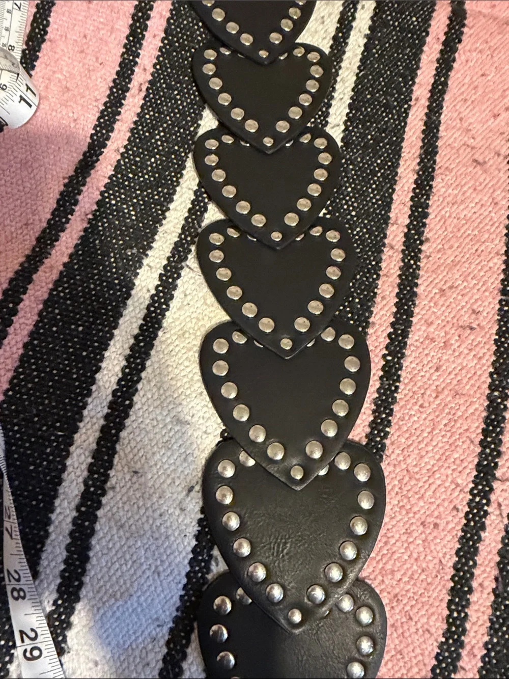 Black Heart Studded Wide Belt - Women's Fashion Accessory